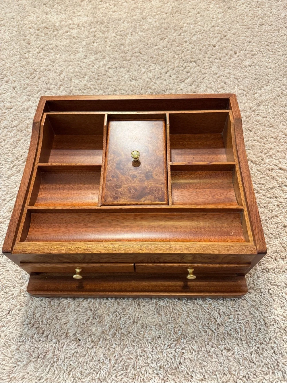 Rare Vintage Men's Dresser Jewelry Valet Tray Wood Jewelry Box Organizer